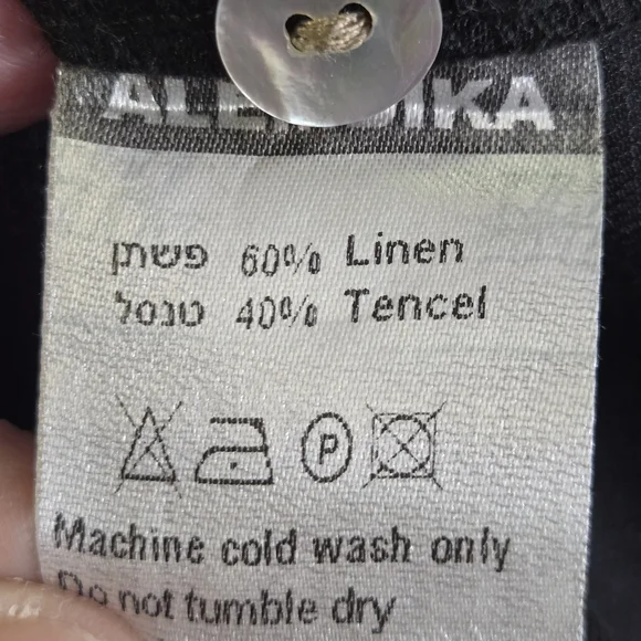 Alembika Belle Linen Tencel Top Size 18 Boxy Oversize Short Sleeve Khaki Black - Picture 12 of 15